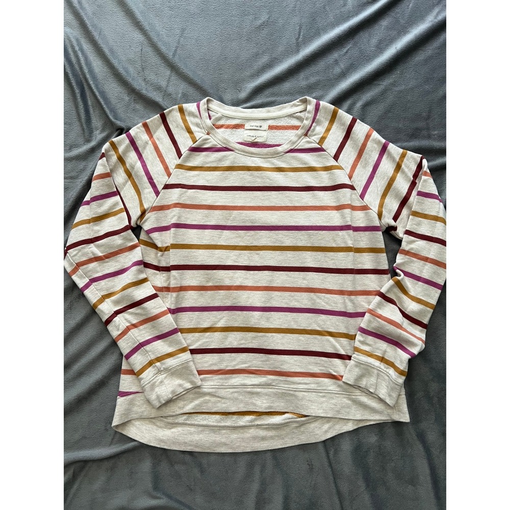 Thread & Supply That Cozy Life Striped Sweatshirt XS Copper Stripe Super Soft